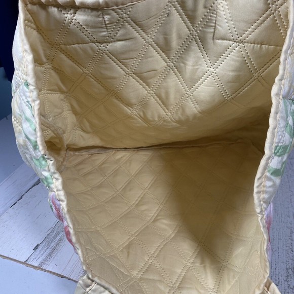 Homemade Quilted Tote Bag Reusable Shopping GrannyCore Yellow Tropical Flowers - Picture 4 of 8